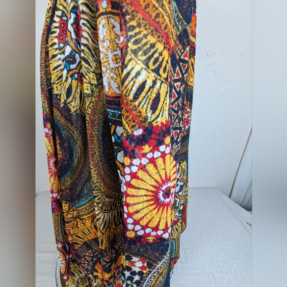 Multiples Bohemian Bold Patterns Bright Cors Cardigan Cover Duster Kimono Large - Picture 3 of 11